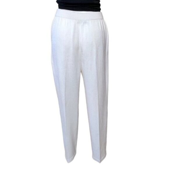 VINTAGE St John Collection Marie Gray Santana Knit Ivory Knit Pant Sweater Set - Picture 3 of 16